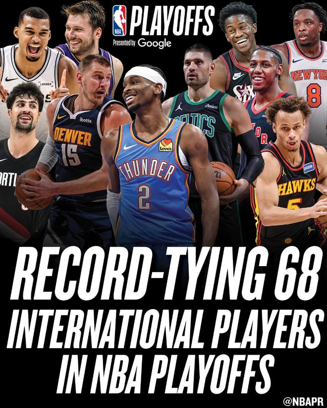 NBA季后赛国际球员创纪录 老鹰队国际阵容领跑